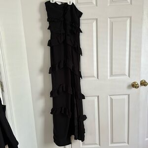 Black ruffle maxi dress